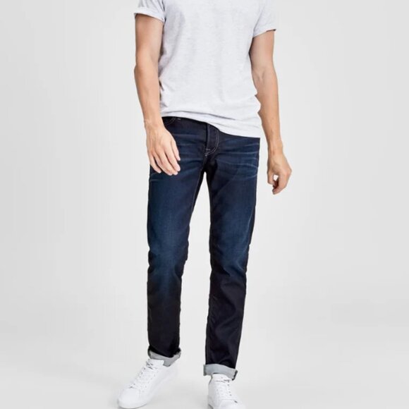 Jack & Jones Mens Original Mike Comfort Fit Slim Leg Denim Jeans Dark Blue 36-32 - Picture 1 of 11